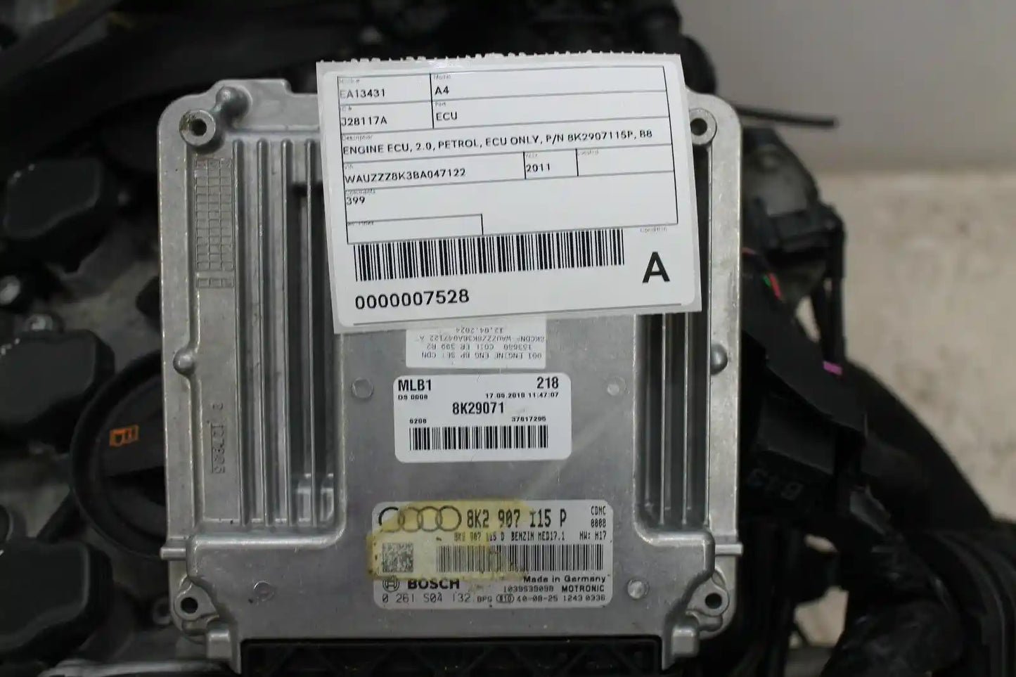 Used Audi, A4 Ecu 2.0 Petrol Ecu Only P/N 8K2907115P B8 8K 02/08 01/16 2011 – image 1 - All Good Parts