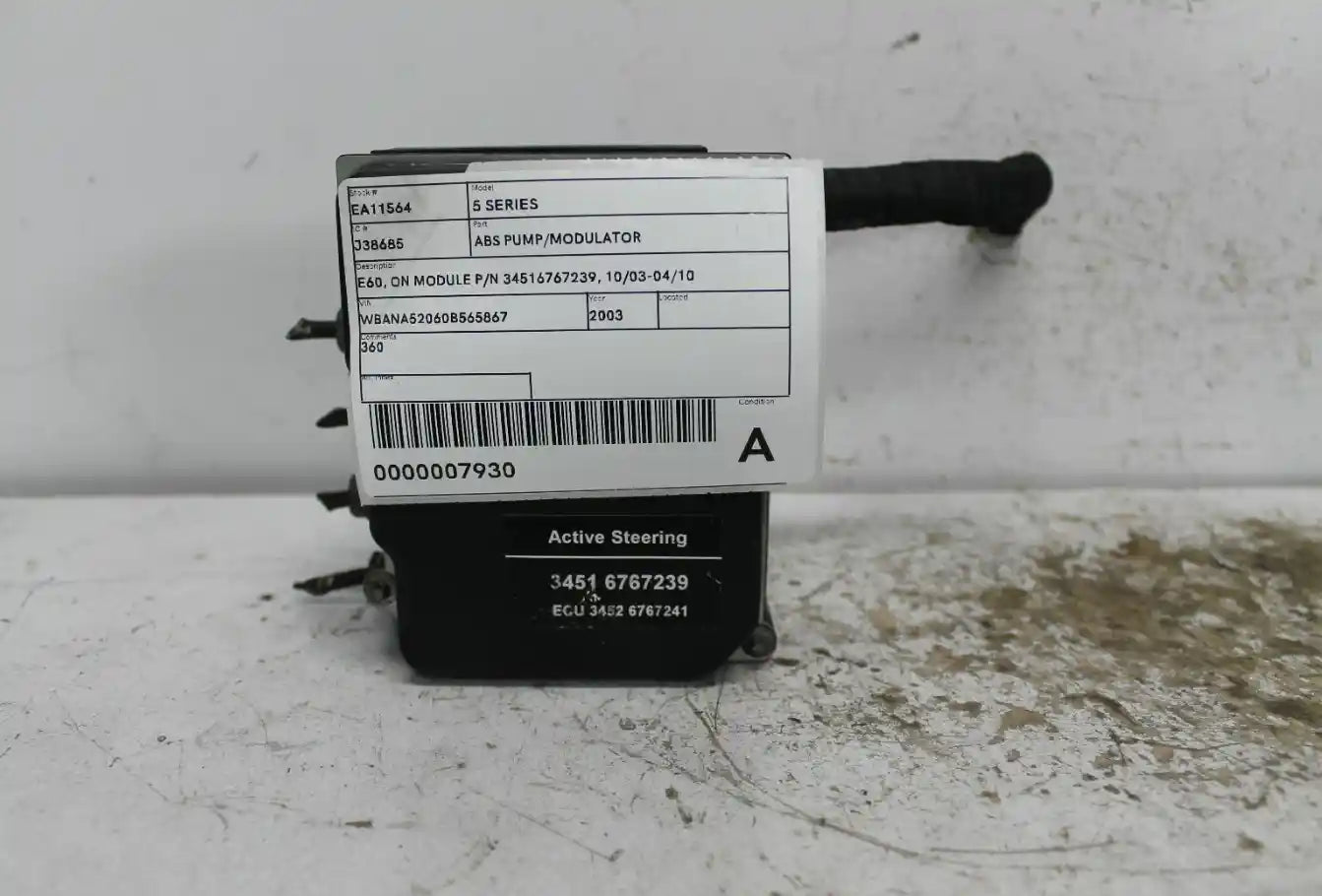 Used BMW, 5 Series Abs Pump/Modulator E60 On Module P/N 34516767239 10/03 04/10 2003 – image 1 - All Good Parts