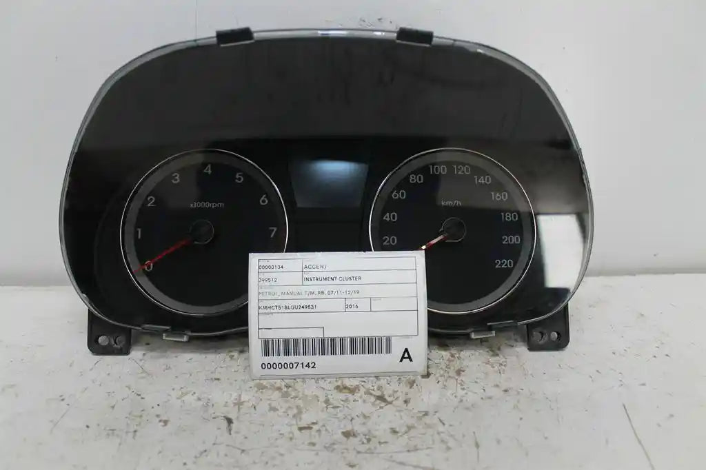 Used Hyundai, Accent Instrument Cluster Petrol Manual T/M Rb 07/11 12/19 2016 – image 1 - All Good Parts