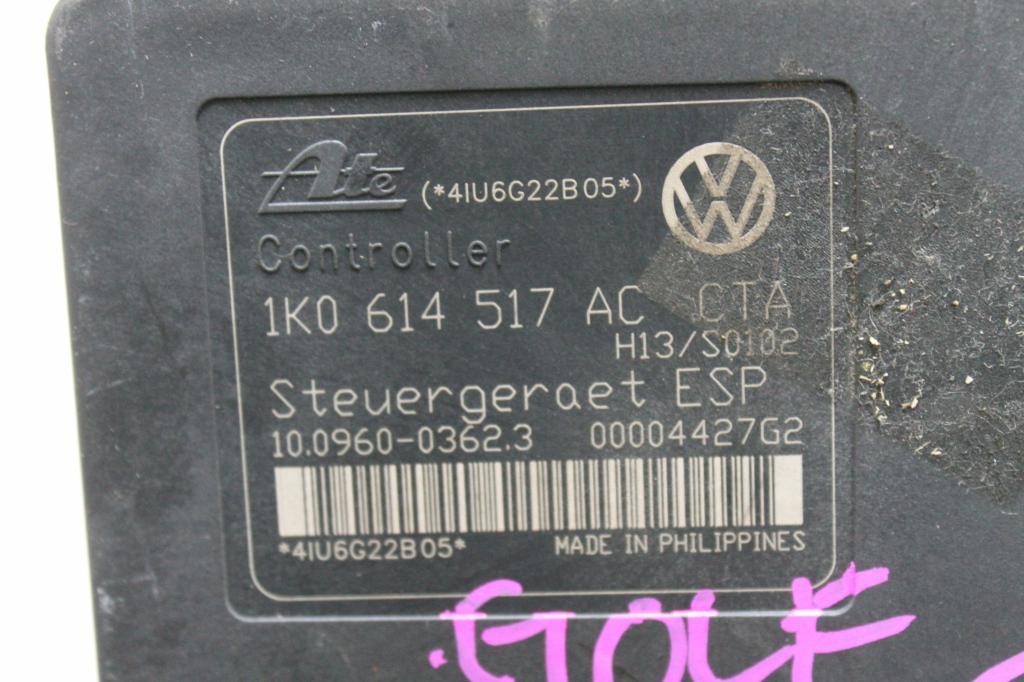 Used Volkswagen, Golf Abs Pump/Modulator Gen 5, On Motor P/N 1K0614517Ac, 06/04-02/09 J99878 2007 – image 2 - All Good Parts