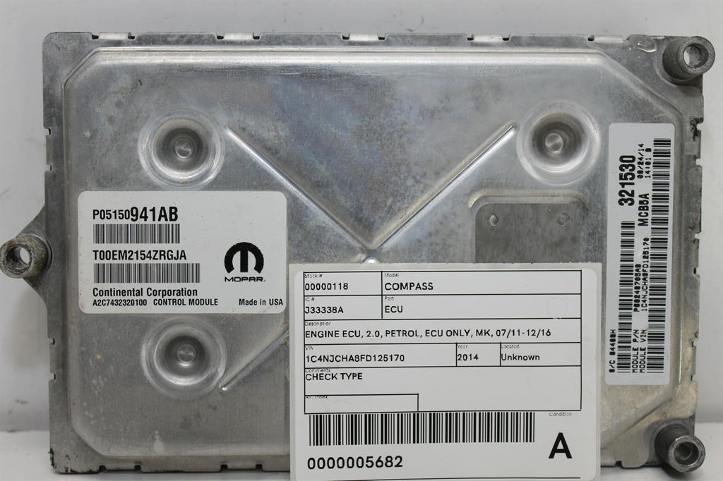 Used Jeep, Compass Ecu 2.0 Petrol Ecu Only Mk 07/11 12/16 2014 – image 2 - All Good Parts