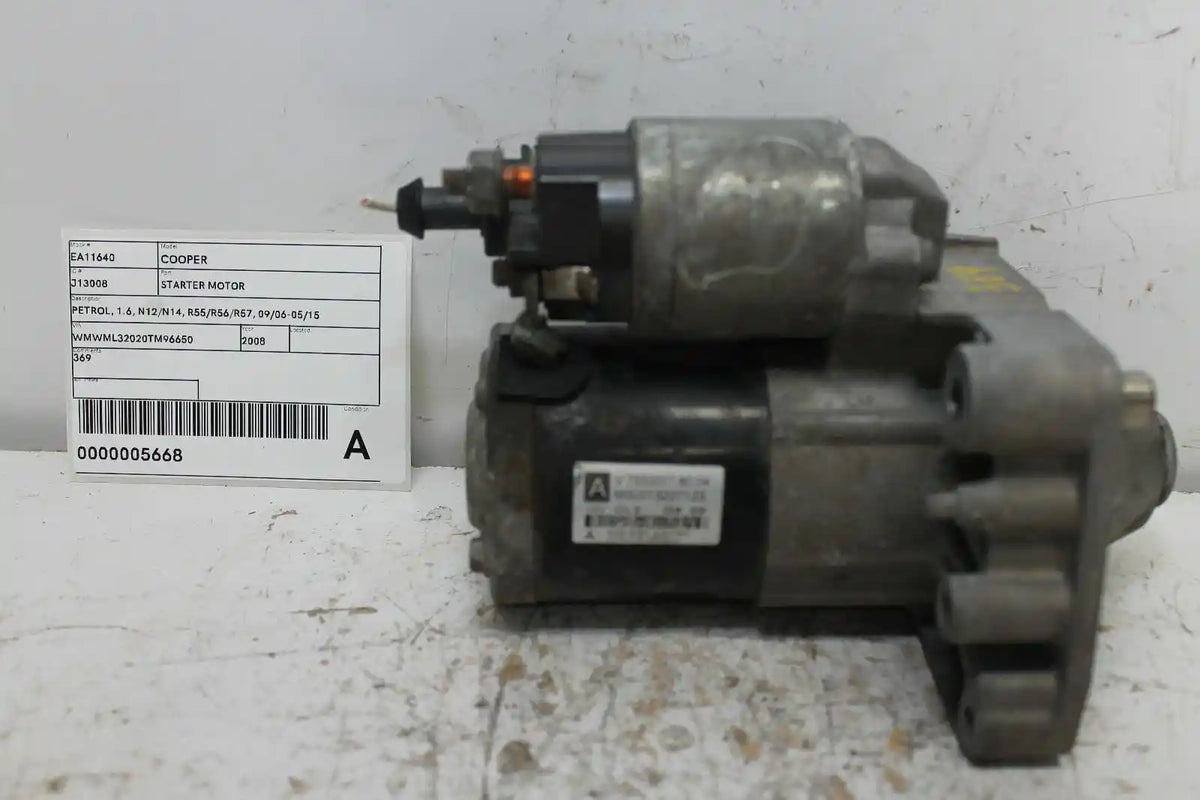 Used MINI, Cooper Starter Motor Petrol 1.6 N12/N14 R55/R56/R57 09/06 05/15 2008 – image 1 - All Good Parts