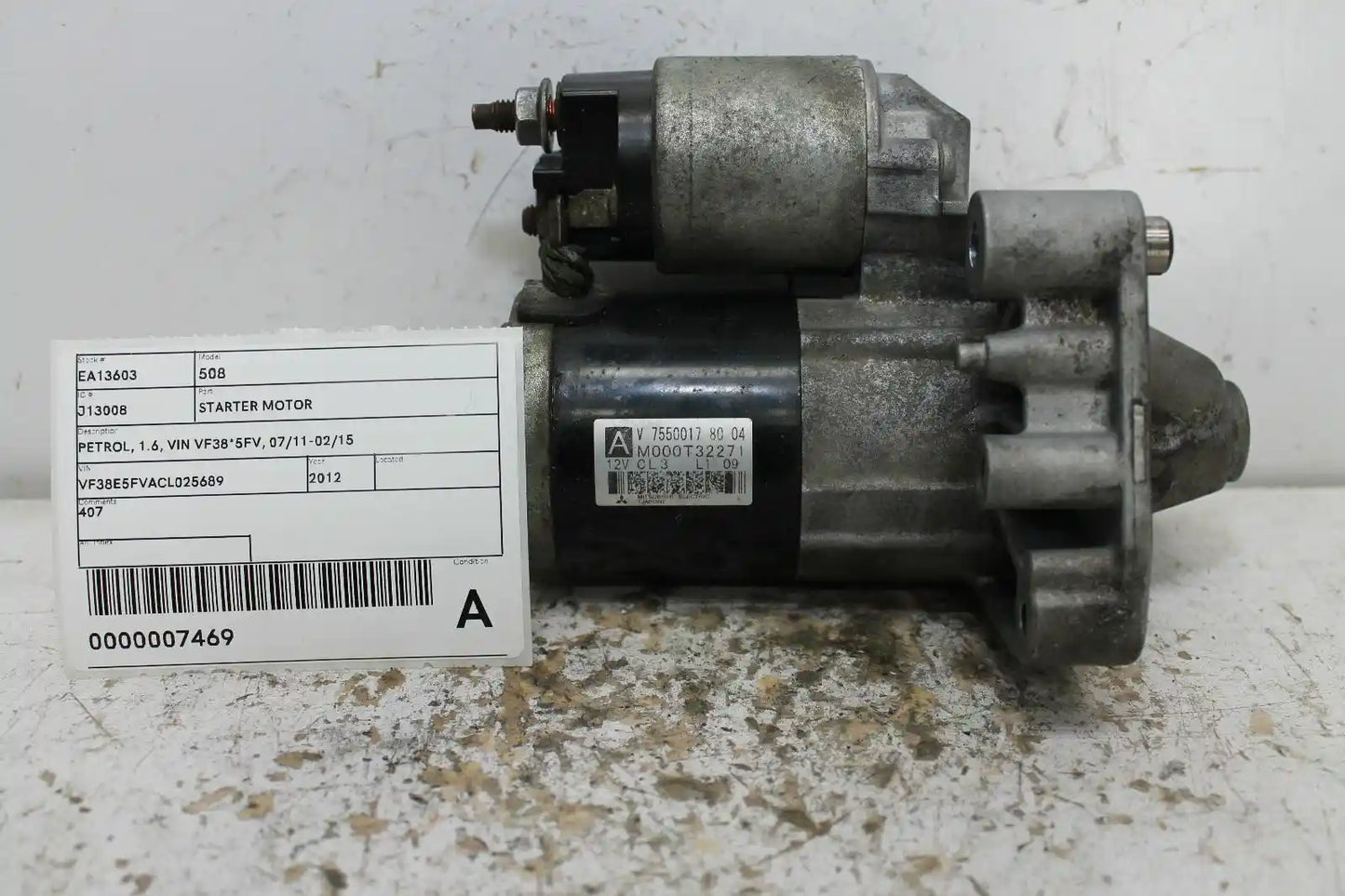 Used Peugeot, 508 Starter Motor Petrol 1.6 Vin Vf38*5Fv 07/11 02/15 2012 – image 1 - All Good Parts