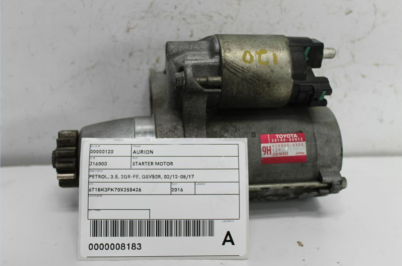 Used Toyota, Aurion Starter Motor Petrol 3.5 2Gr Fe Gsv50R 02/12 08/17 2016 – image 1 - All Good Parts