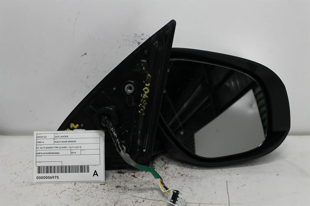 Used Mitsubishi, Outlander Right Door Mirror Zj W/ Flasher Type (5 Wire) 10/12 03/15 2014 – image 1 - All Good Parts