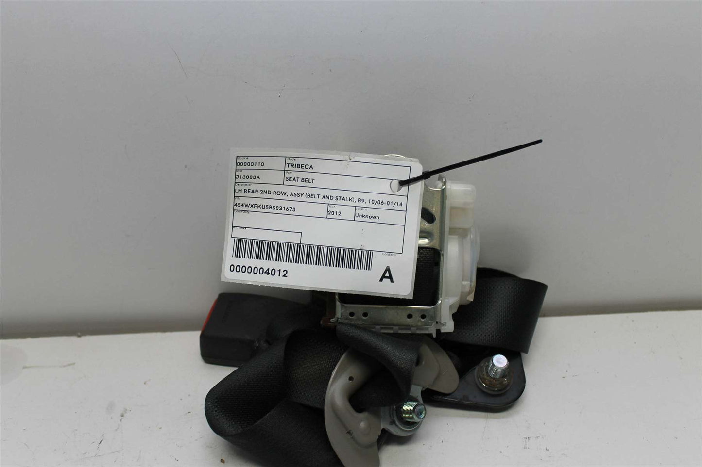 Used Subaru, Tribeca Seat Belt Lh Rear 2Nd Row Assy (Belt And Stalk) B9 10/06 01/14 2012 – image 1 - All Good Parts