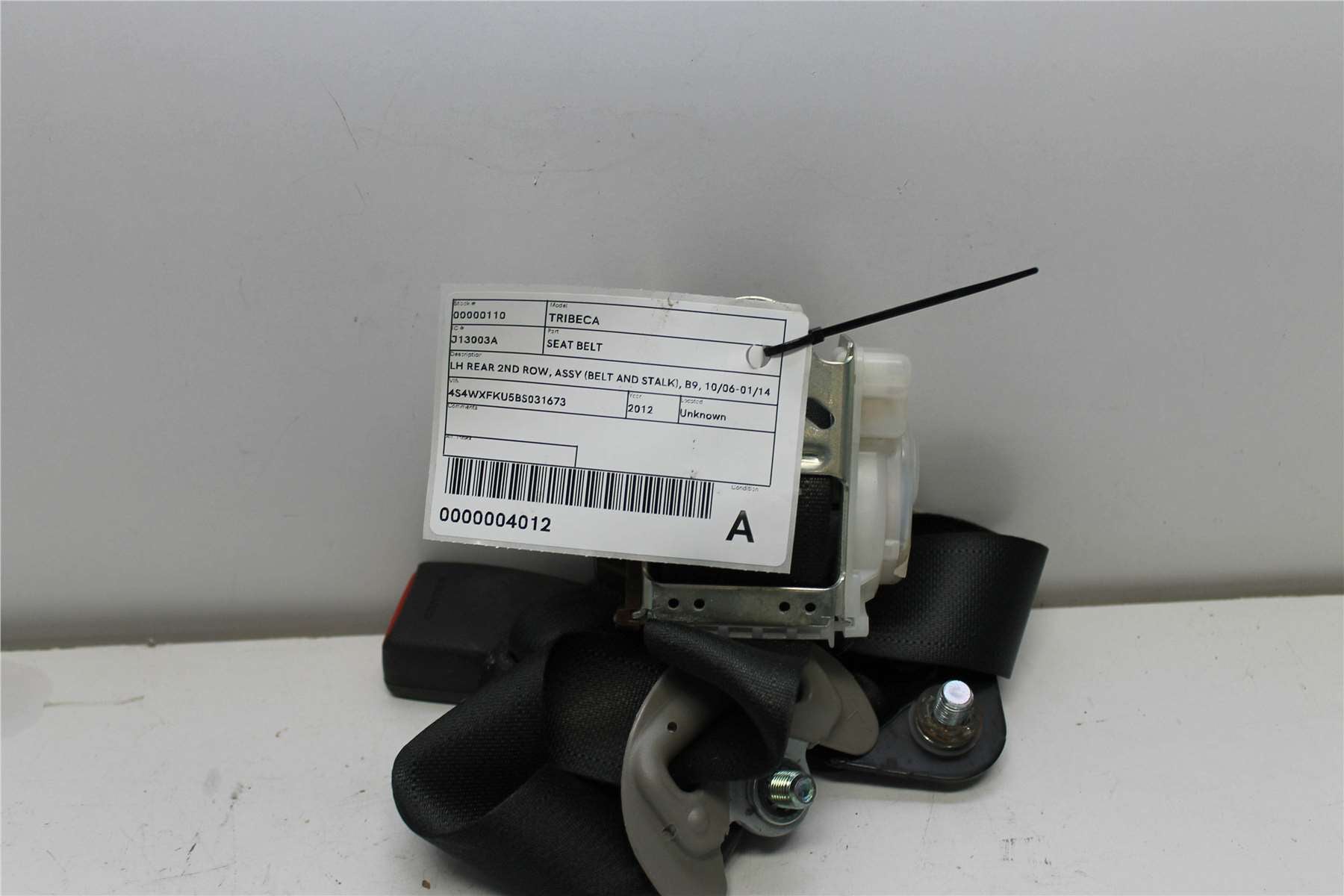 Used Subaru, Tribeca Seat Belt Lh Rear 2Nd Row Assy (Belt And Stalk) B9 10/06 01/14 2012 – image 1 - All Good Parts