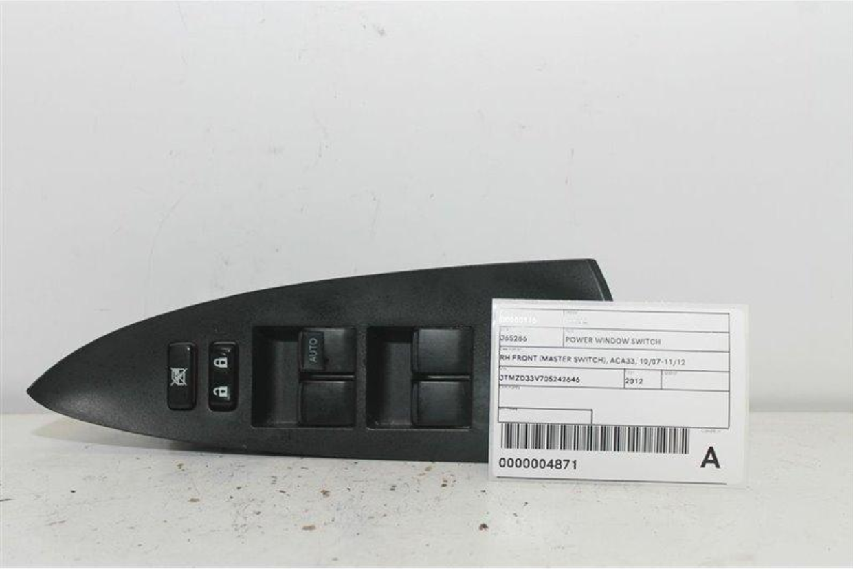 Used Toyota, Rav4 Power Window Switch Rh Front (Master Switch) Aca33 10/07 11/12 2012 – image 1 - All Good Parts