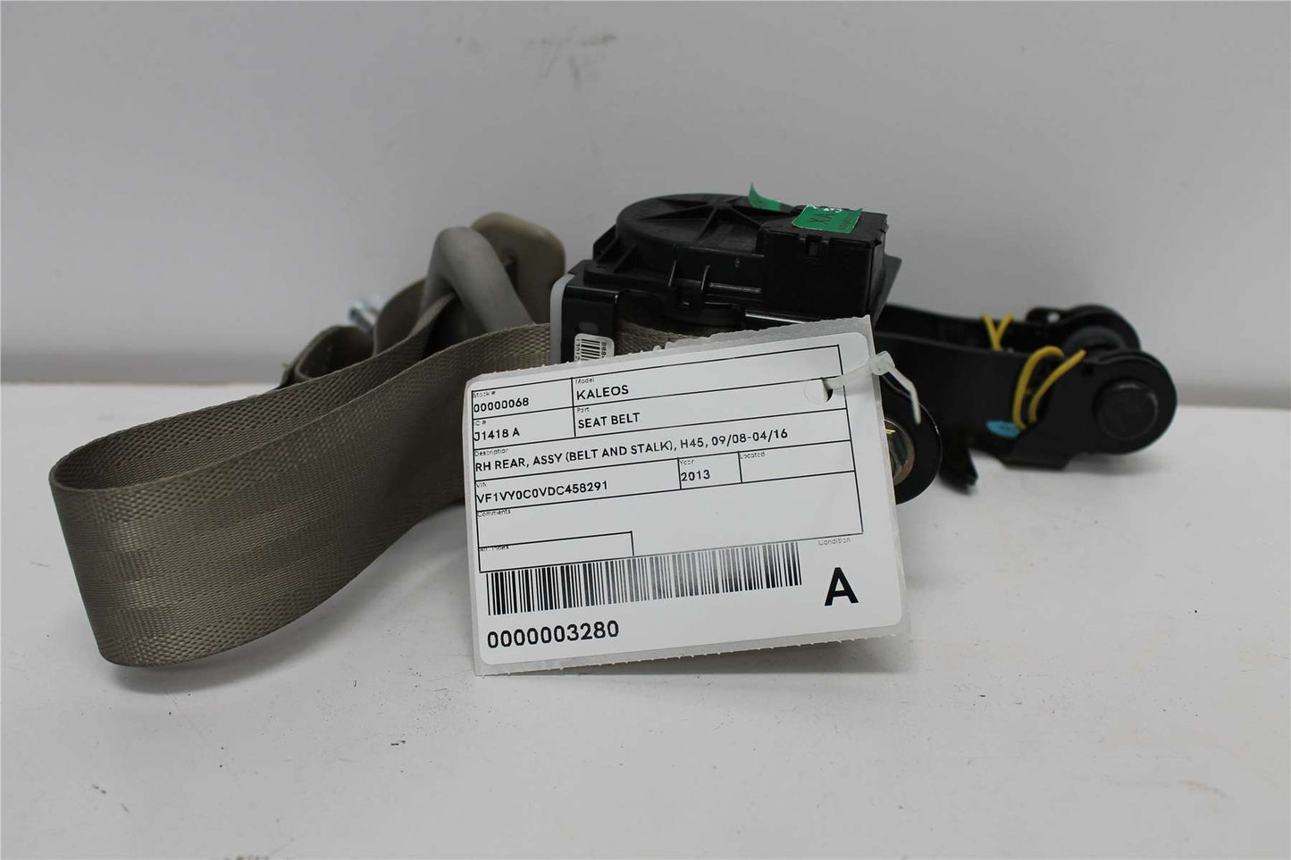 Renault, Koleos Seat Belt Rh Rear Assy (Belt And Stalk) H45 09/08 04/16