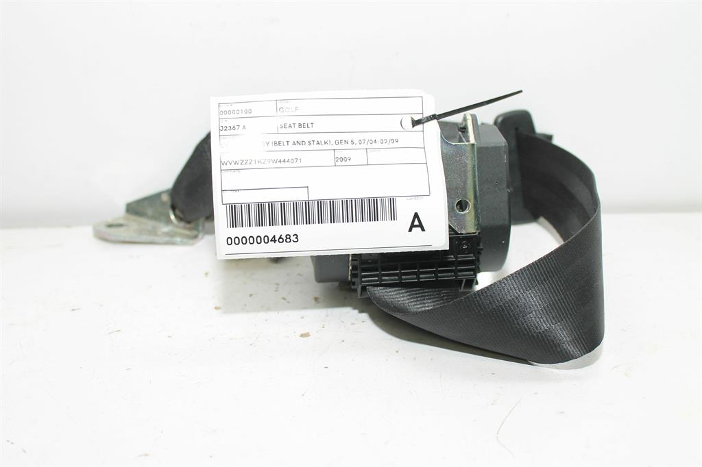 Used Volkswagen, Golf Seat Belt Lh Rear Assy (Belt And Stalk) Gen 6 10/08 03/13 2009 – image 1 - All Good Parts
