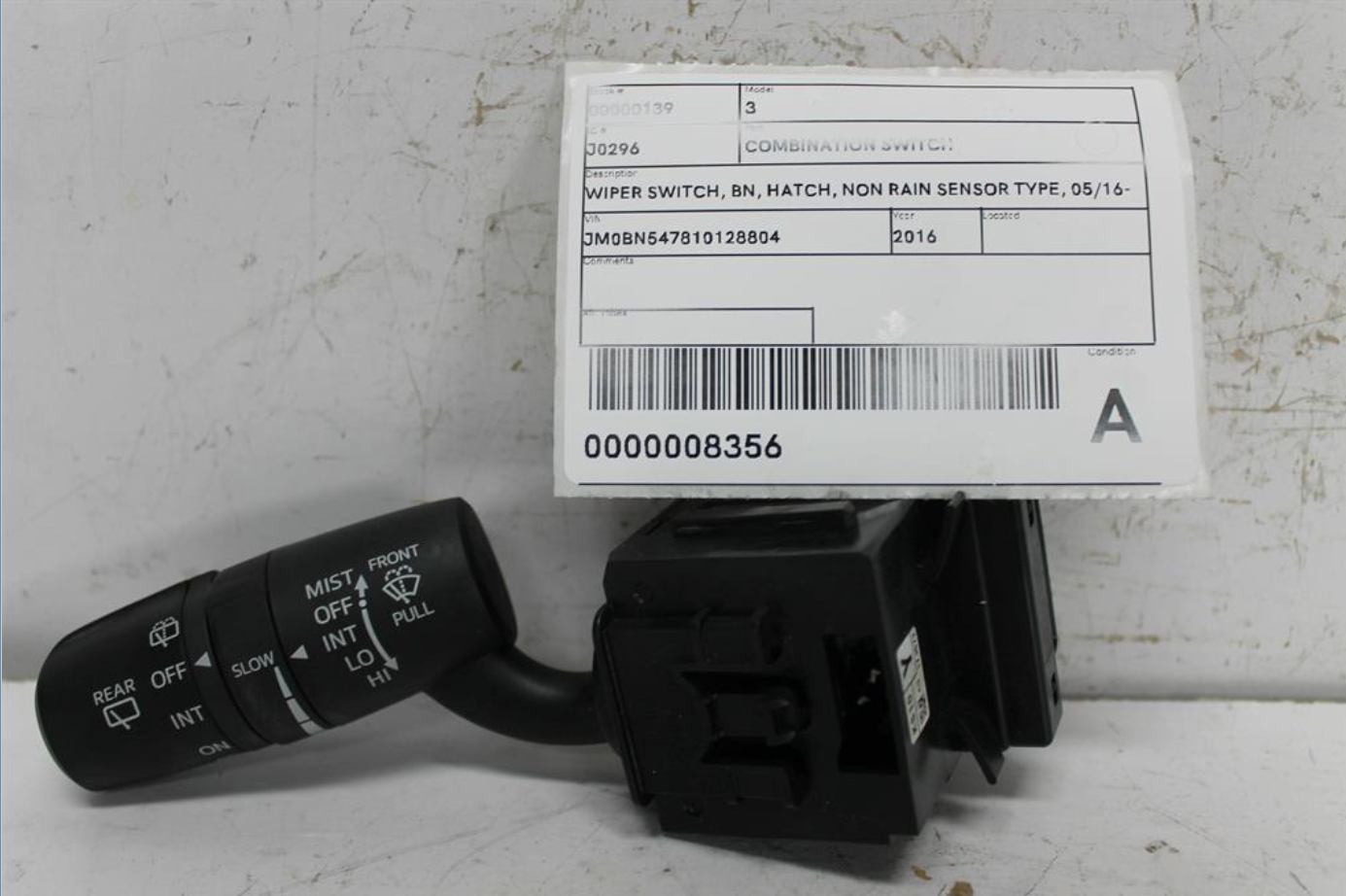 Used Mazda, 3 Combination Switch Wiper Switch Bn Hatch Non Rain Sensor Type 05/16 02/19 2016 – image 1 - All Good Parts