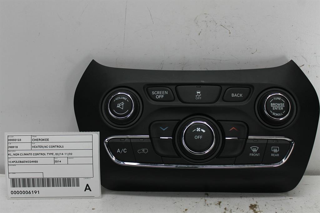 Used Jeep, Cherokee Heater/Ac Controls Kl Non Climate Control Type 02/14 11/22 2014 – image 1 - All Good Parts