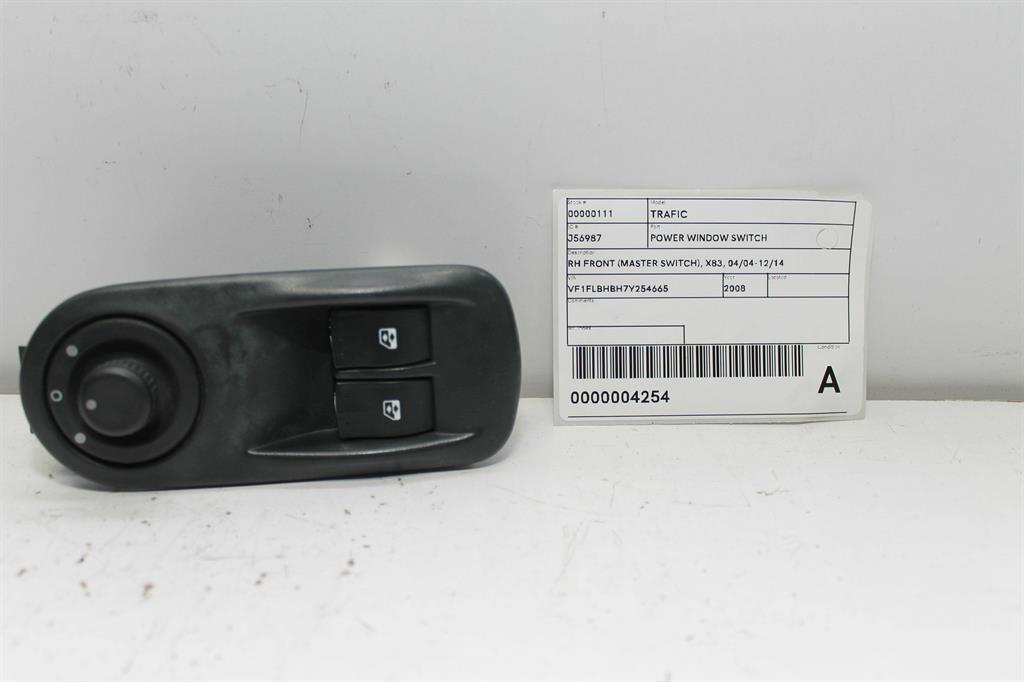 Renault, Trafic Power Window Switch Rh Front (Master Switch) X83 04/04 12/14