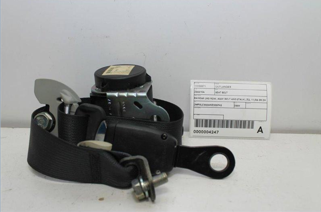 Mitsubishi, Outlander Seat Belt Rh Rear 3Rd Row Assy (Belt And Stalk) Zg 11/06 09/09