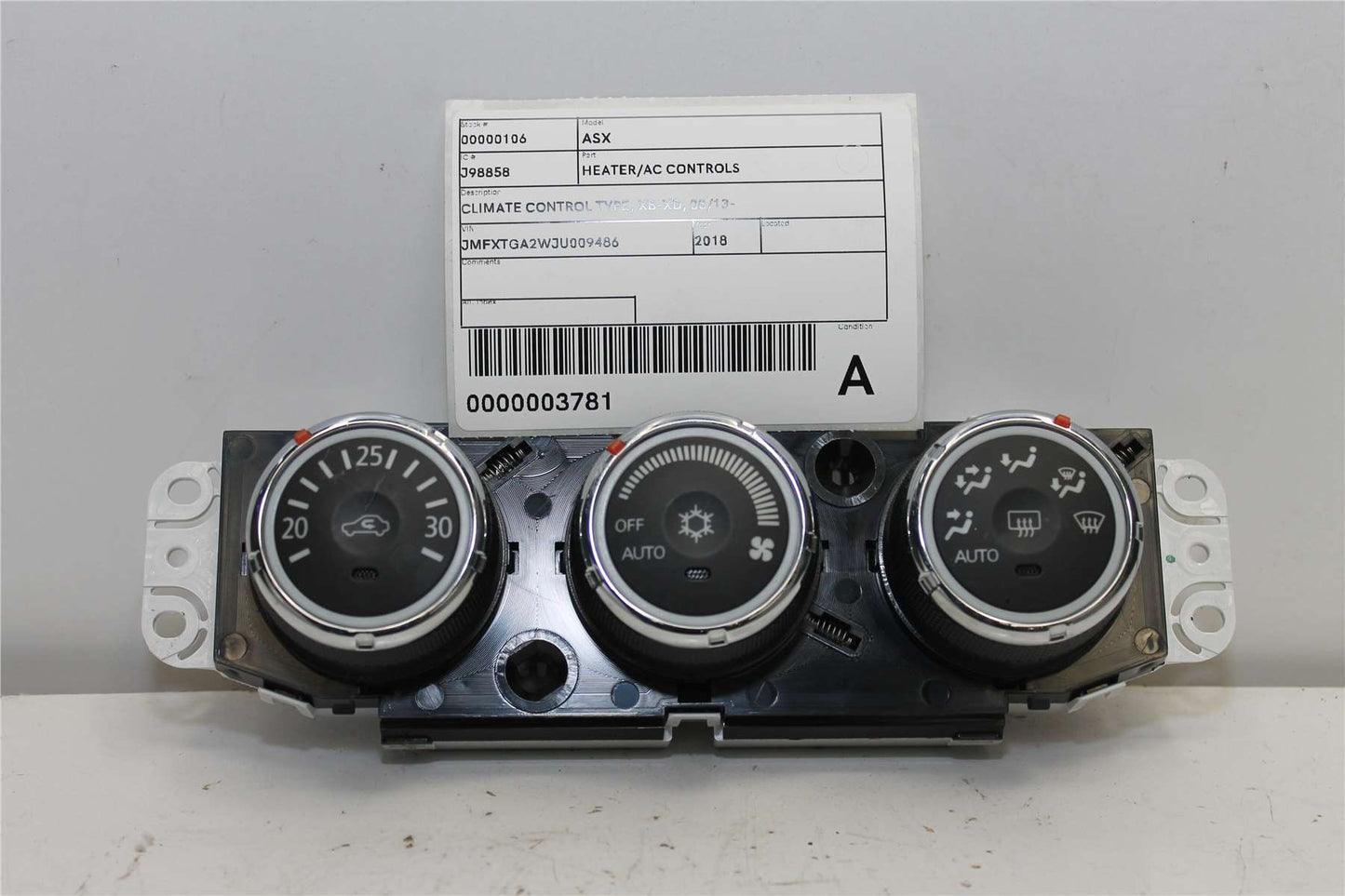 Used Mitsubishi, ASX Heater/Ac Controls Climate Control Type Xb Xd 08/13 2018 – image 1 - All Good Parts