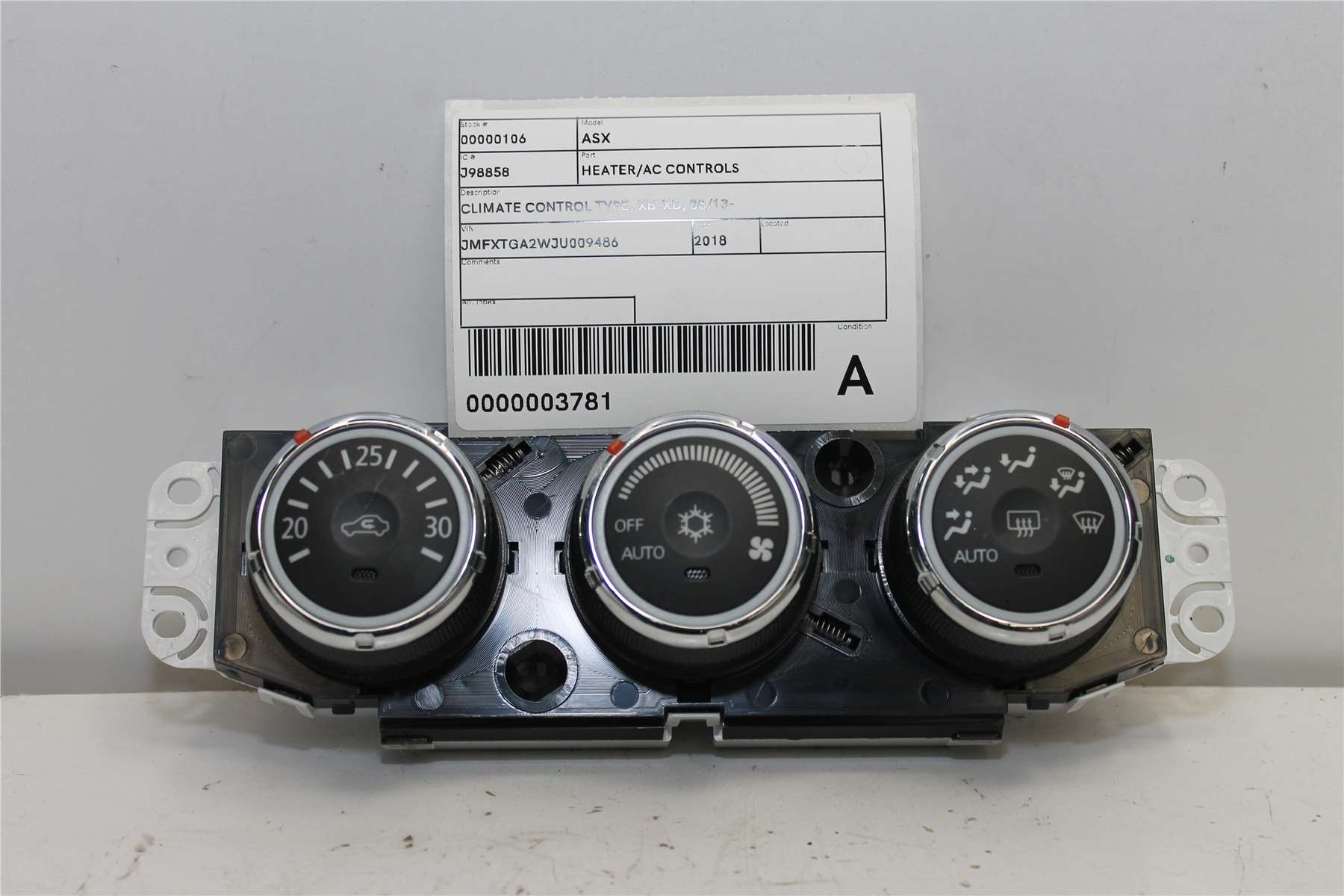 Used Mitsubishi, ASX Heater/Ac Controls Climate Control Type Xb Xd 08/13 2018 – image 1 - All Good Parts