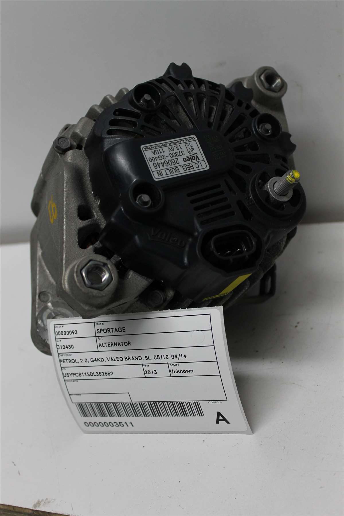 Used Kia, Sportage Alternator Petrol 2.0 G4Kd Valeo Brand Sl 05/10 04/14 2013 – image 1 - All Good Parts