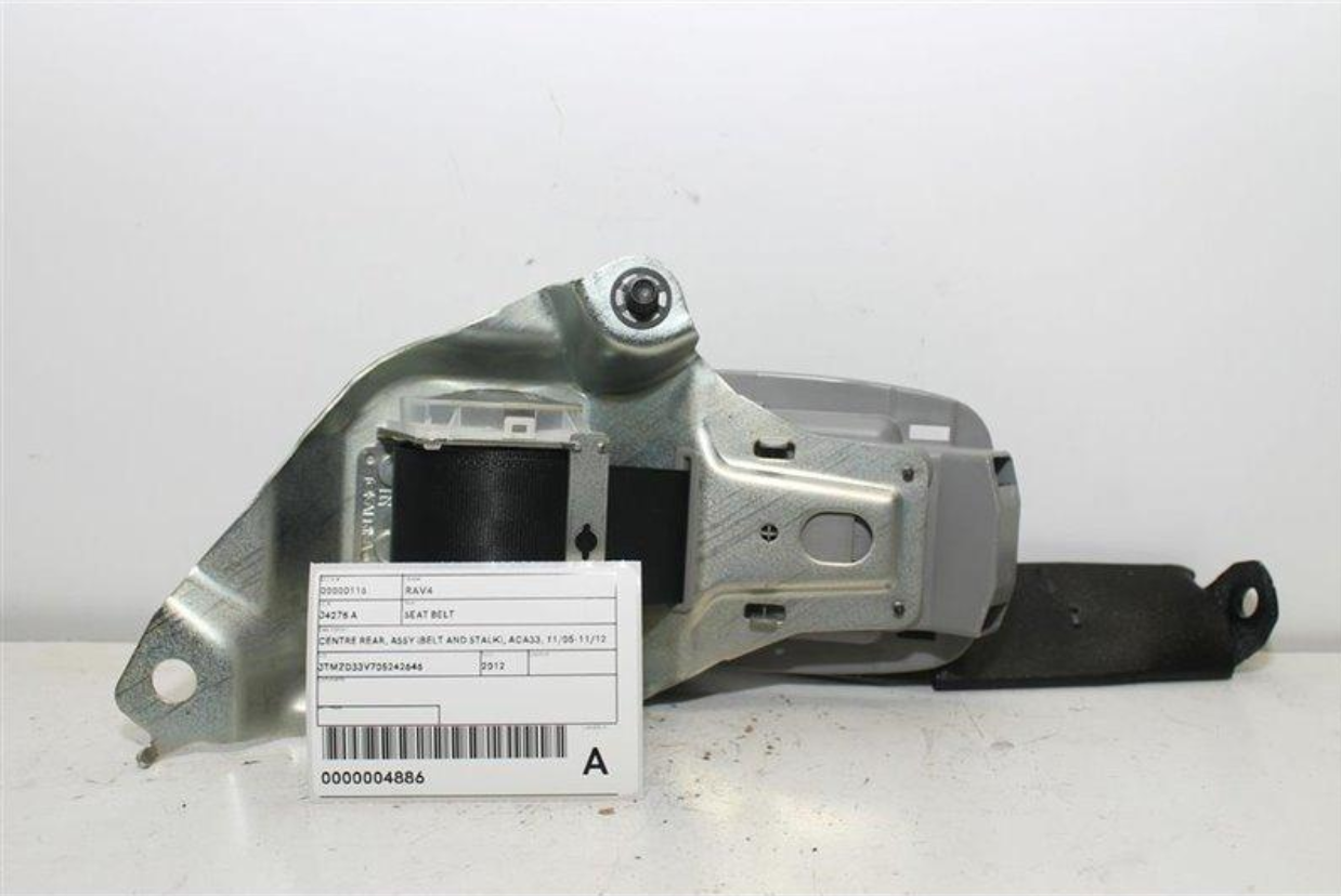 Used Toyota, Rav4 Seat Belt Centre Rear Assy (Belt And Stalk) Aca33 11/05 11/12 2012 – image 1 - All Good Parts