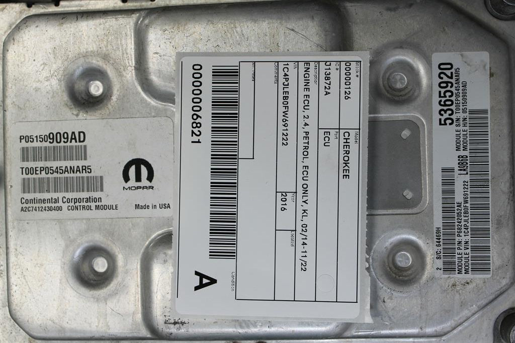 Used Jeep, Cherokee Ecu 2.4 Petrol Ecu Only Kl 02/14 11/22 2016 – image 1 - All Good Parts