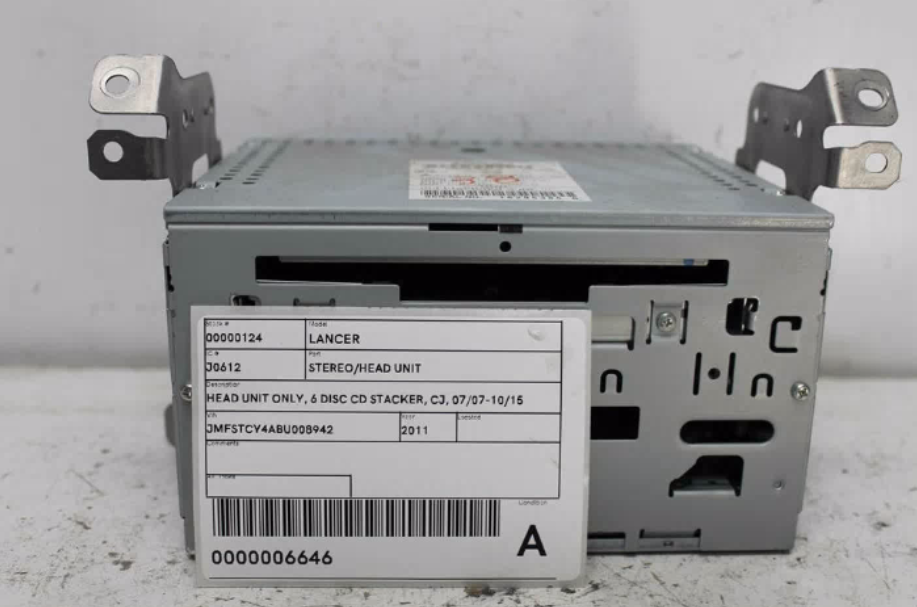 Used Mitsubishi, Lancer Stereo/Head Unit Head Unit Only 6 Disc Cd Stacker Cj 07/07 10/15 2011 – image 1 - All Good Parts
