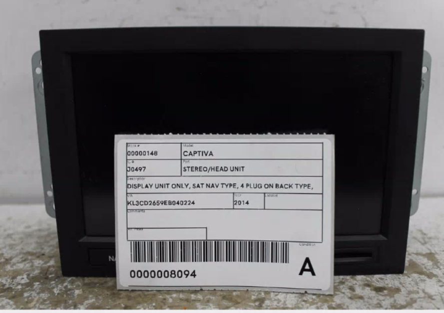Used Holden, Captiva Stereo/Head Unit Display Unit Only Sat Nav Type 4 Plug On Back Type Cg 01/11 09/15 2014 – image 1 - All Good Parts