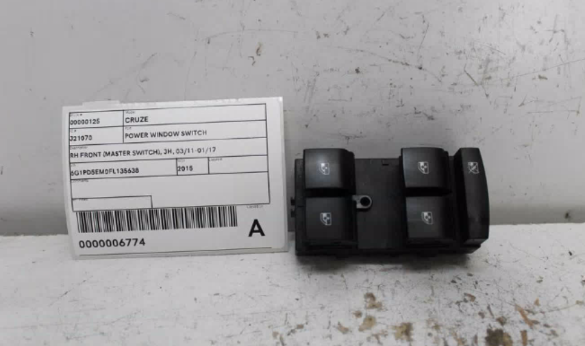Used Holden, Cruze Power Window Switch Rh Front (Master Switch) Jh 03/11 01/17 2015 – image 1 - All Good Parts