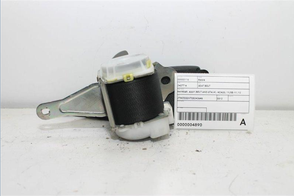 Used Toyota, Rav4 Seat Belt Rh Rear Assy (Belt And Stalk) Aca33 11/05 11/12 2012 – image 1 - All Good Parts