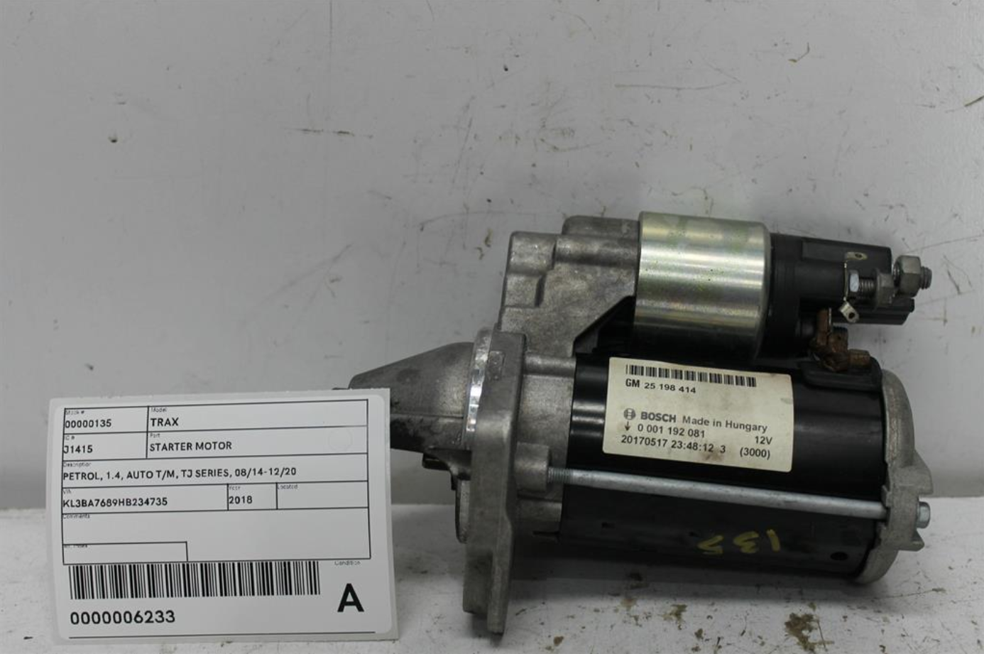 Used Holden, Trax Starter Motor Petrol 1.4 Auto T/M Tj Series 08/14 12/20 2018 – image 1 - All Good Parts