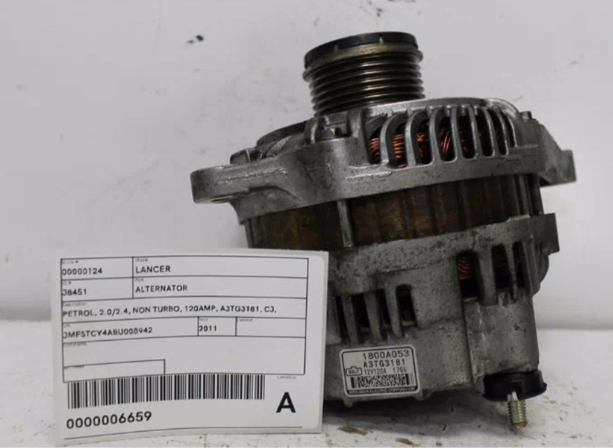 Used Mitsubishi, Lancer Alternator Petrol 2.0/2.4 Non Turbo 120Amp A3Tg3181 Cj 07/07 06/12 2011 – image 1 - All Good Parts
