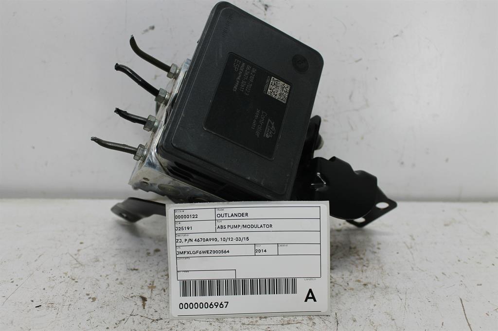 Used Mitsubishi, Outlander Abs Pump/Modulator Zj P/N 4670A990 10/12 03/15 2014 – image 1 - All Good Parts