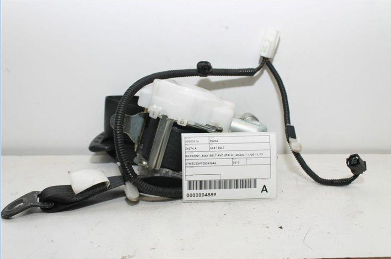 Used Toyota, Rav4 Seat Belt Rh Front Assy (Belt And Stalk) Aca33 11/05 11/12 2012 – image 1 - All Good Parts