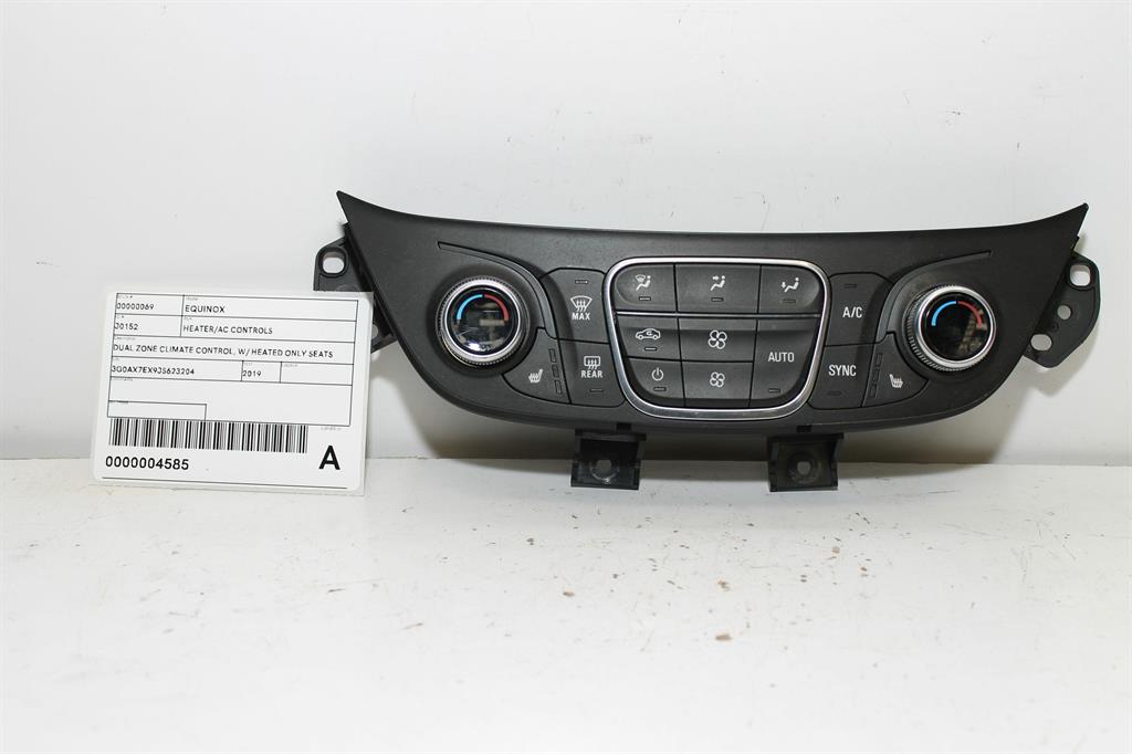 Used Holden, Equinox Heater/Ac Controls Dual Zone Climate Control W/ Heated Only Seats Type Eq 09/17 12/20 2019 – image 1 - All Good Parts