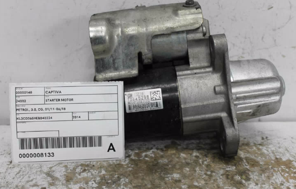 Used Holden, Captiva Starter Motor Petrol 3.0 Cg 01/11 06/18 2014 – image 1 - All Good Parts