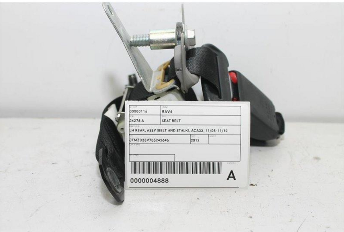 Used Toyota, Rav4 Seat Belt Lh Rear Assy (Belt And Stalk) Aca33 11/05 11/12 2012 – image 1 - All Good Parts