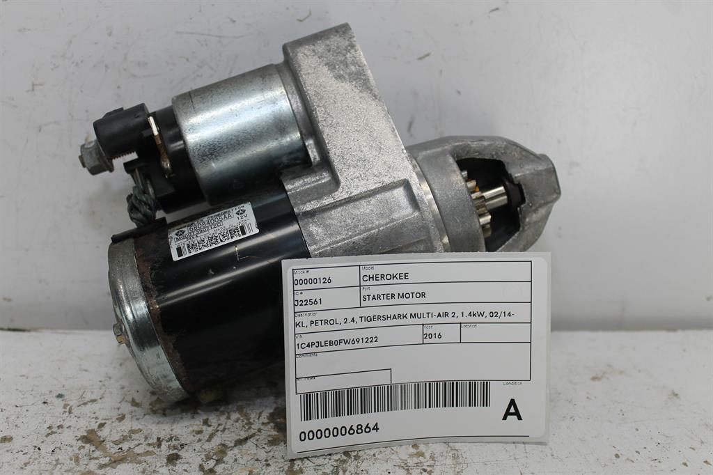 Used Jeep, Cherokee Starter Motor Kl Petrol 2.4 Tigershark Multi Air 2 1.4Kw 02/14 11/22 2016 – image 1 - All Good Parts