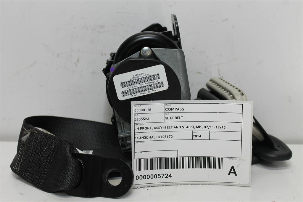 Used Jeep, Compass Seat Belt Lh Front Assy (Belt And Stalk) Mk 07/11 12/16 2014 – image 1 - All Good Parts