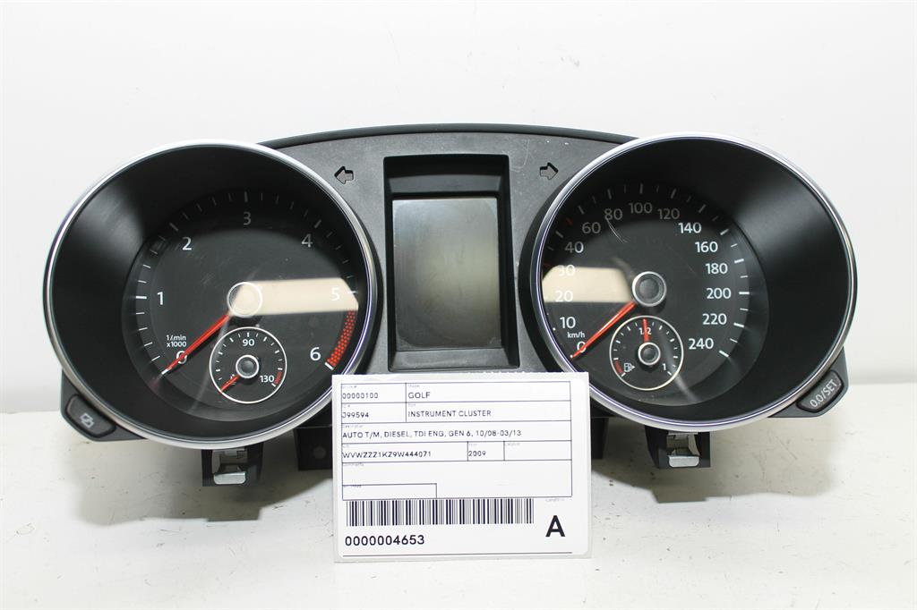 Used Volkswagen, Golf Instrument Cluster Auto T/M Diesel Tdi Eng Gen 6 10/08 03/13 2009 – image 1 - All Good Parts