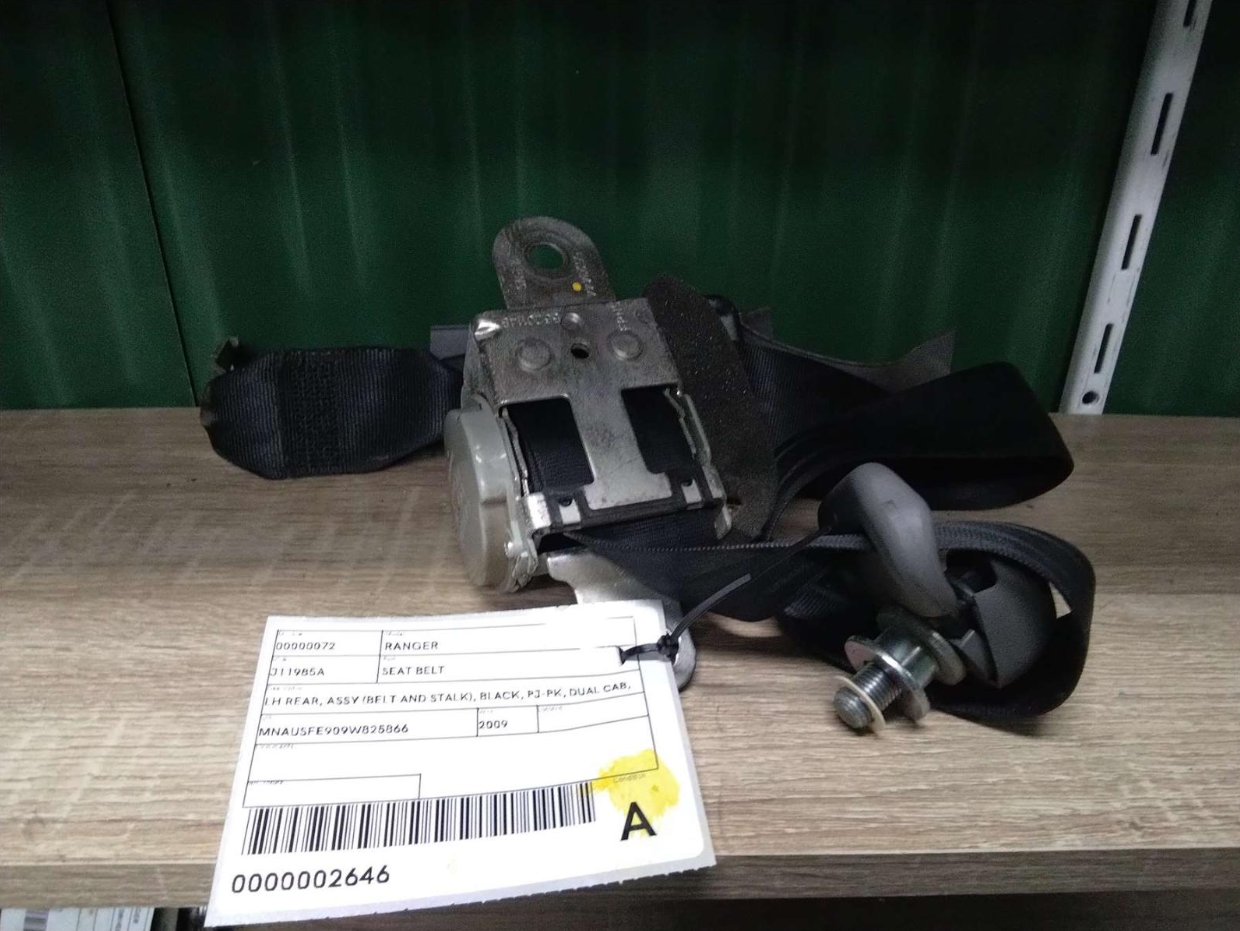 Ford, Ranger Seat Belt Lh Rear Assy (Belt And Stalk) Black Pj Pk Dual Cab 12/06 06/11