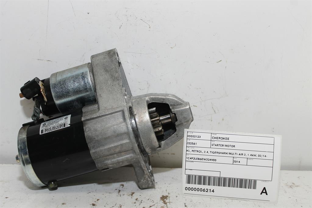 Used Jeep, Cherokee Starter Motor Kl Petrol 2.4 Tigershark Multi Air 2 1.4Kw 02/14 11/22 2014 – image 1 - All Good Parts