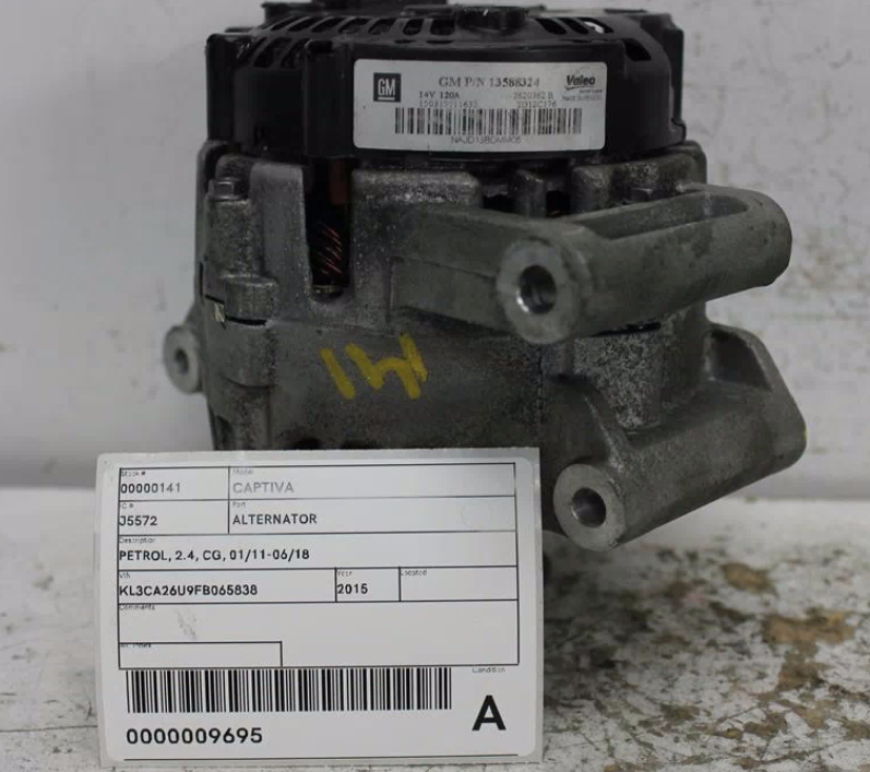 Used Holden, Captiva Alternator Petrol 2.4 Cg 01/11 06/18 2015 – image 1 - All Good Parts
