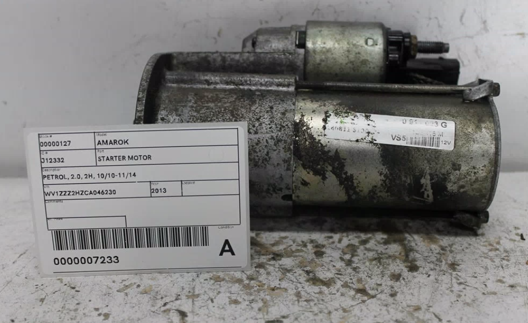Used Volkswagen, Amarok Starter Motor Petrol 2.0 2H 10/10 11/14 2013 – image 1 - All Good Parts