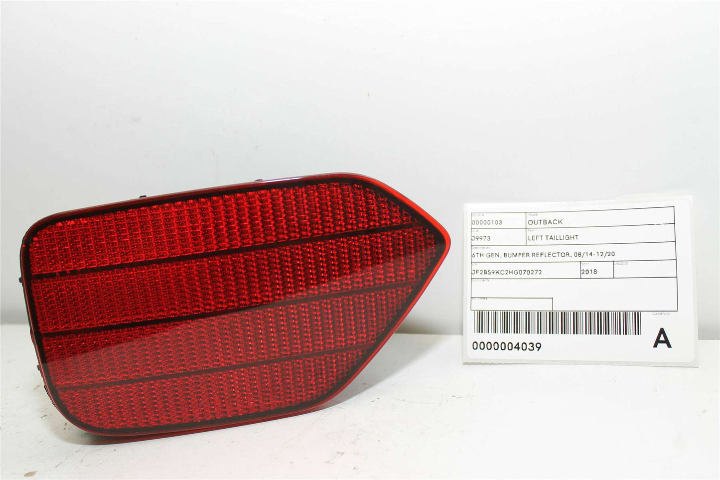 Used Subaru, Outback Left Taillight 6Th Gen Bumper Reflector 08/14 12/20 2018 – image 1 - All Good Parts