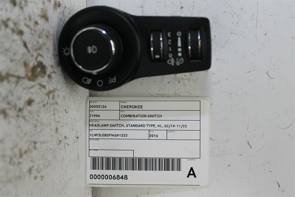 Used Jeep, Cherokee Combination Switch Headlamp Switch Standard Type Kl 02/14 11/22 2016 – image 1 - All Good Parts