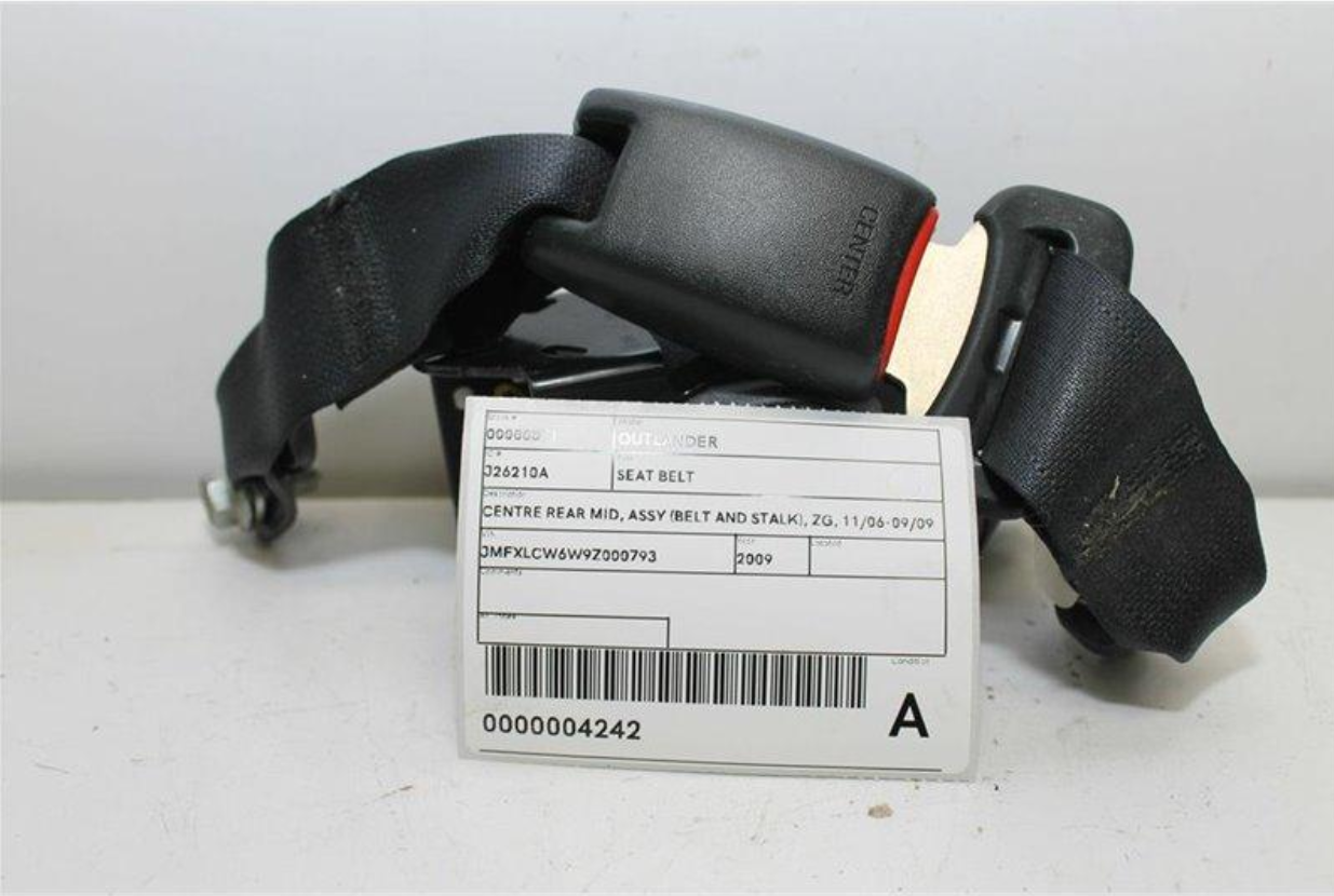 Used Mitsubishi, Outlander Seat Belt Centre Rear Mid Assy (Belt And Stalk) Zg 11/06 09/09 2009 – image 1 - All Good Parts