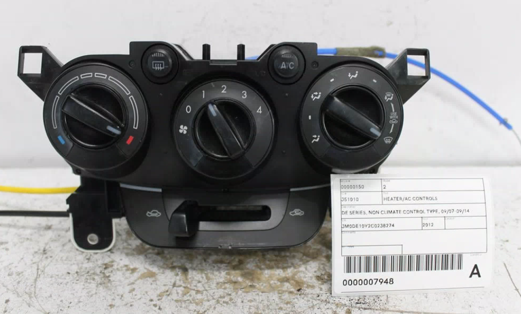 Used Mazda, 2 Heater/Ac Controls De Series Non Climate Control Type 09/07 09/14 2012 – image 1 - All Good Parts