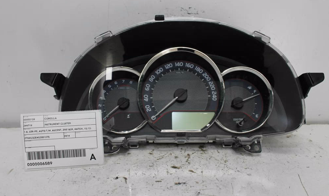 Used Toyota, Corolla Instrument Cluster 1.8 2Zr Fe Auto T/M Ascent Zre182R Hatch 10/12 05/15 2014 – image 1 - All Good Parts