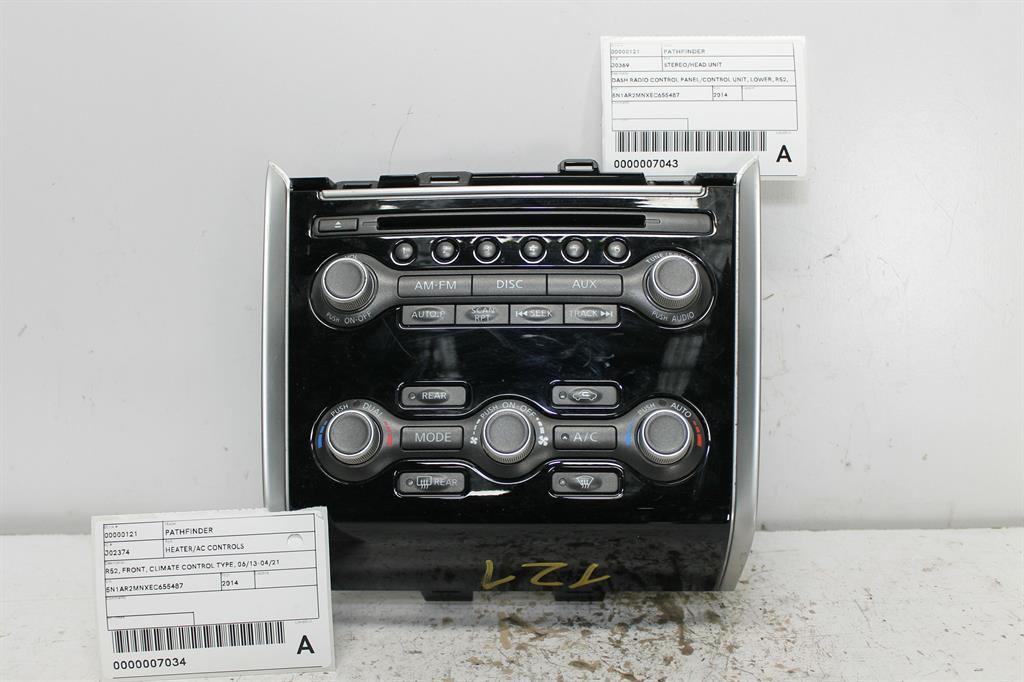 Used Nissan, Pathfinder Stereo/Head Unit Dash Radio Control Panel/Control Unit Lower R52 06/13 11/16 2014 – image 1 - All Good Parts