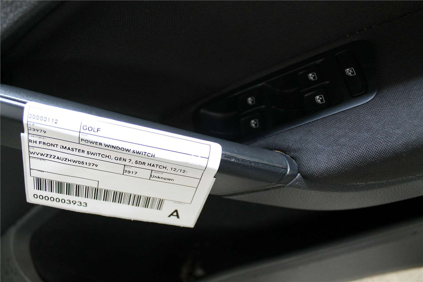 Used Volkswagen, Golf Power Window Switch Rh Front (Master Switch) Gen 7 5Dr Hatch 12/12 08/20 2017 – image 1 - All Good Parts
