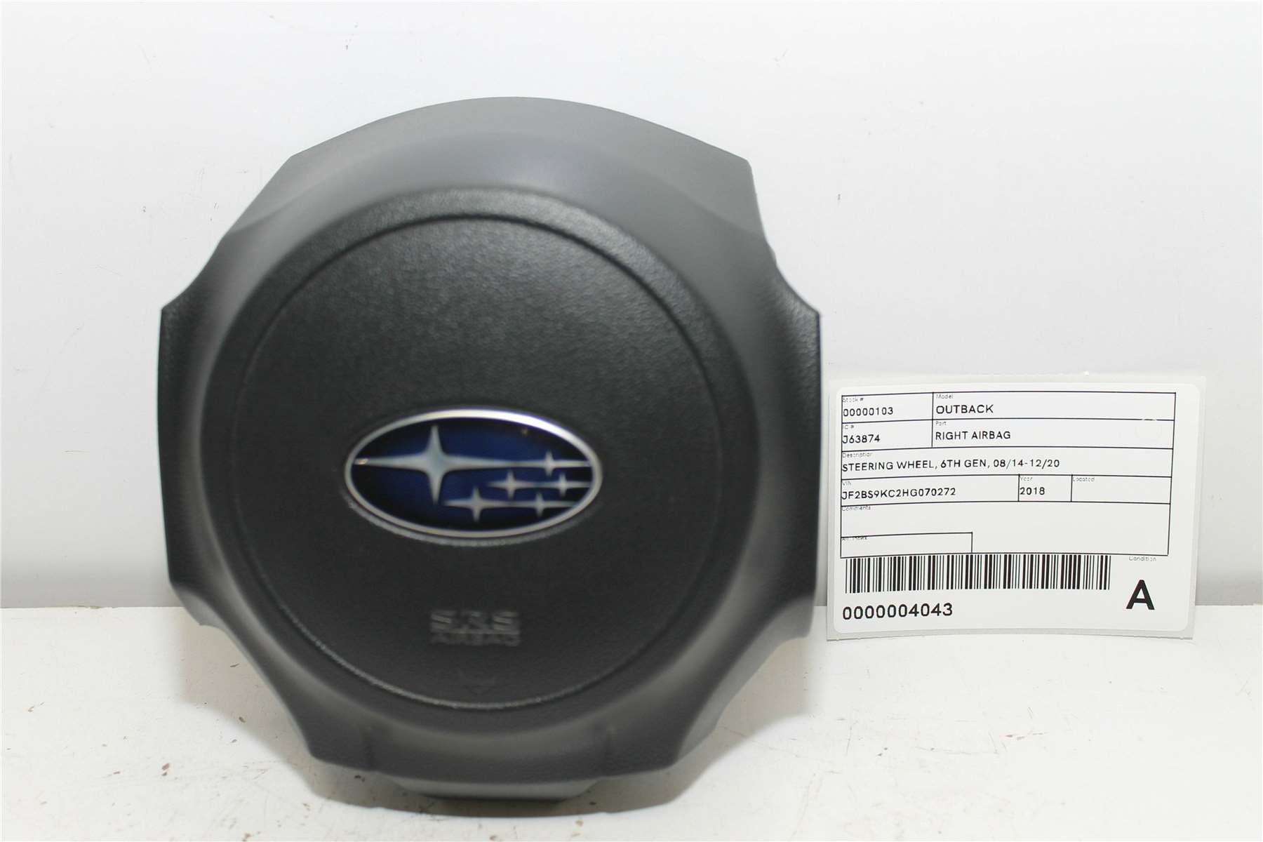 Used Subaru, Outback Right Airbag Steering Wheel 6Th Gen 08/14 12/20 2018 – image 1 - All Good Parts