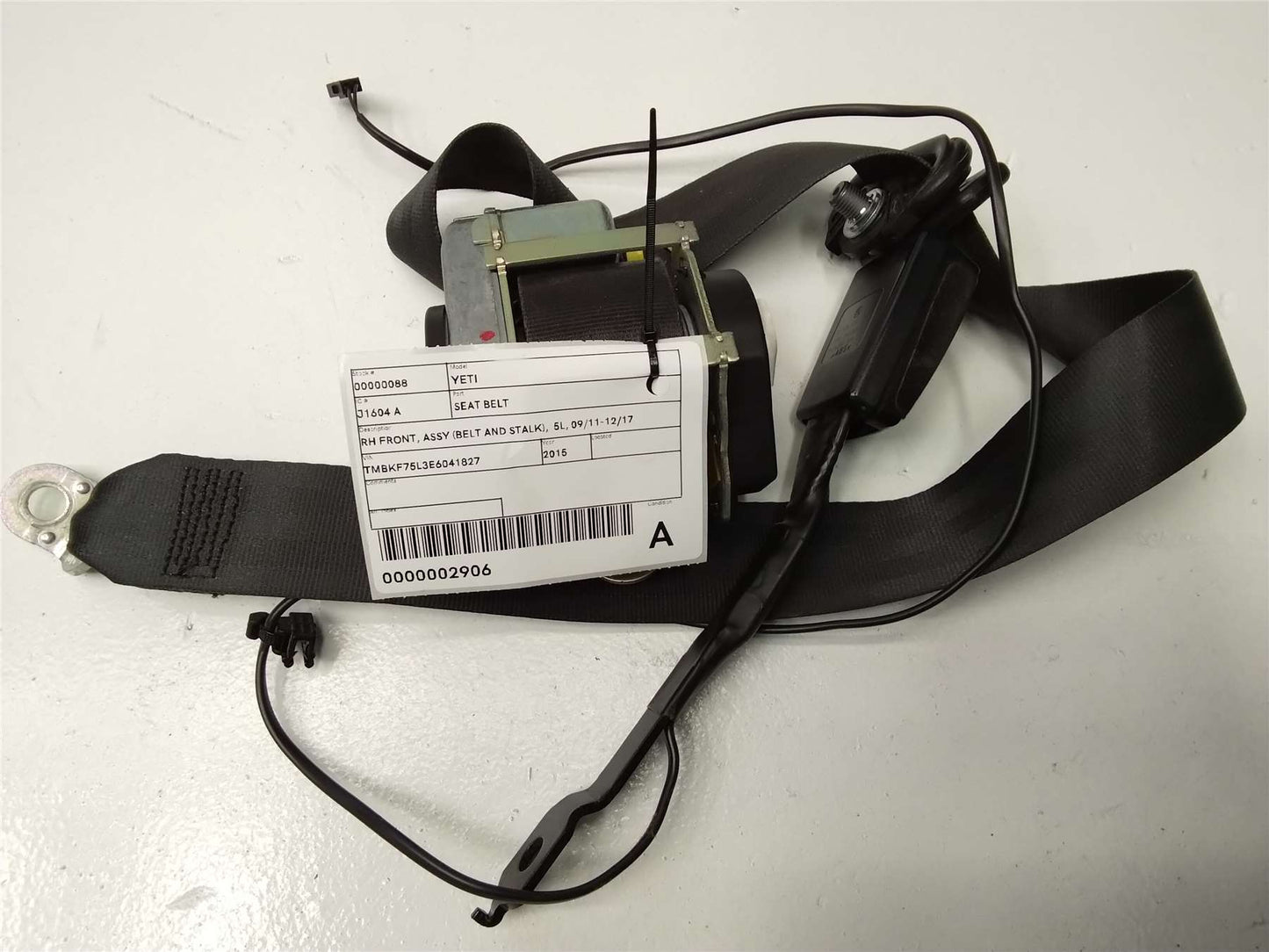 Skoda, Yeti Seat Belt Rh Front Assy (Belt And Stalk) 5L 09/11 12/17
